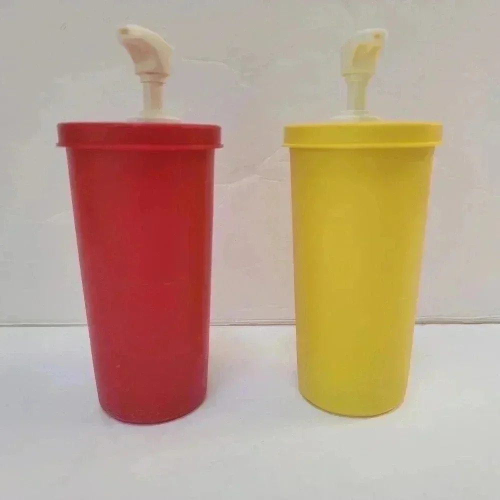 Tupperware Vintage Ketcup & Mustard Dispensers Used but working condition